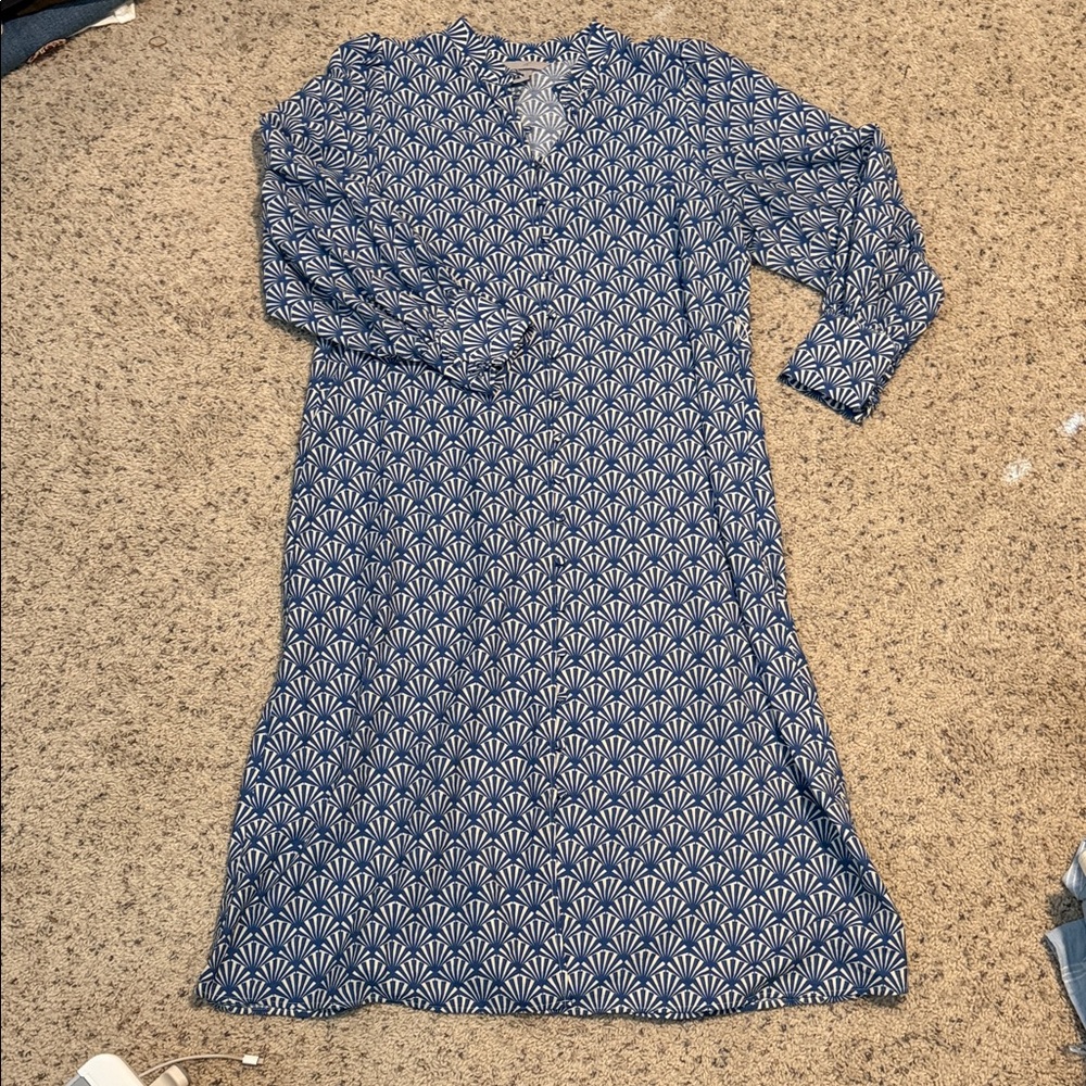 H&M Blue and White Long Sleeve Dress